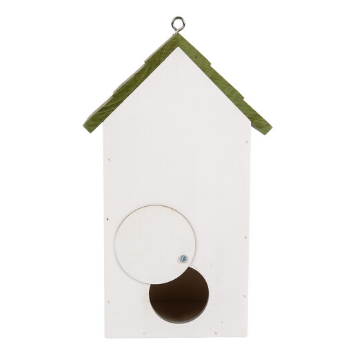 Casuta Pasari lemn alb verde galben decor Lacramioare 15x10x22 cm