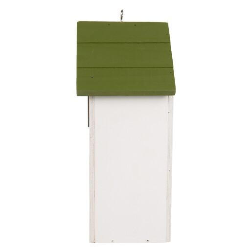 Casuta Pasari lemn alb verde galben decor Lacramioare 15x10x22 cm