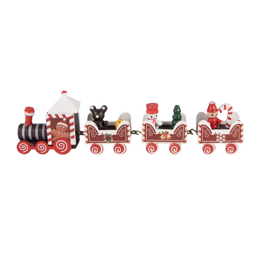 Trenulet Craciun lemn multicolor 22x2x7 cm