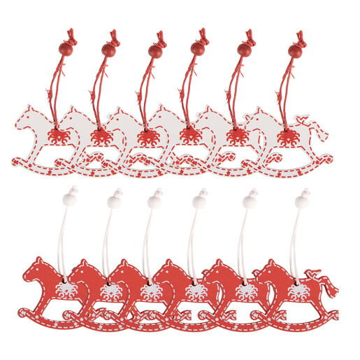 Set 12 ornamente brad Caluti lemn alb rosu 13x13x1 cm (12)