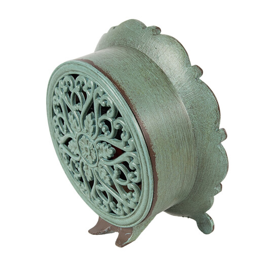 Ceas masa fier vintage verde maro 15x7x16 cm