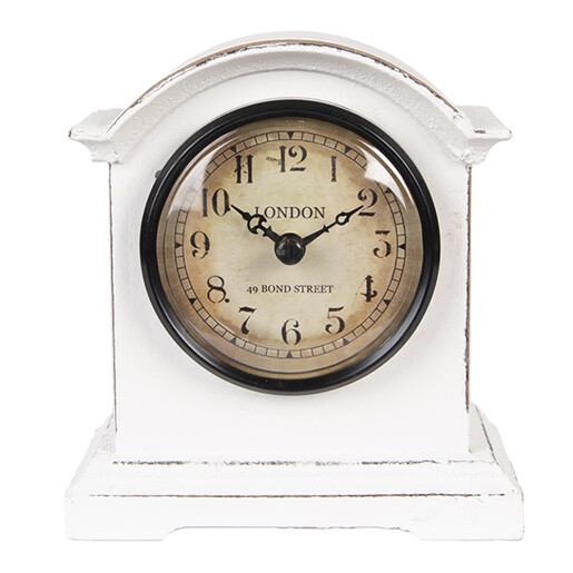 Ceas masa lemn alb vintage maro 13x7x14 cm