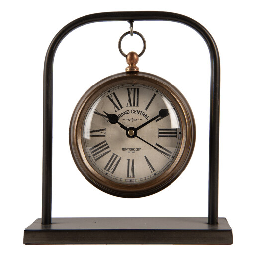 Ceas masa metal maro crem 14x5x16 cm