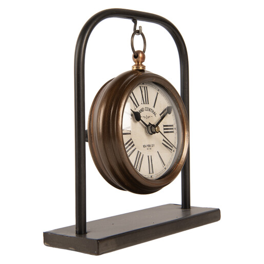 Ceas masa metal maro crem 14x5x16 cm