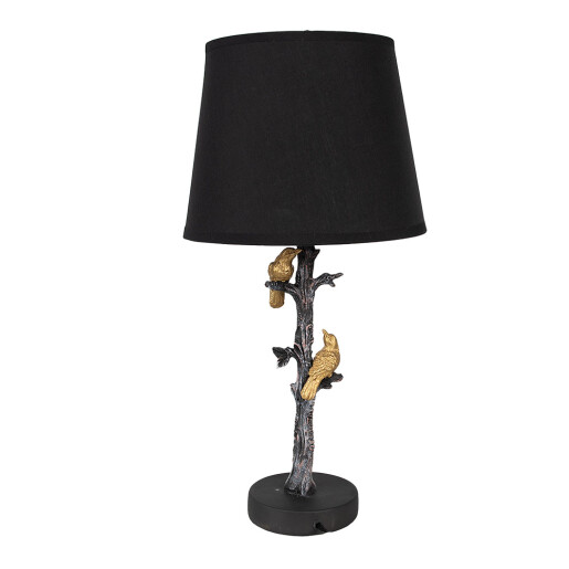 Veioza polirasina neagra aurie 23x45 cm, E27