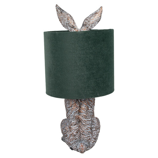 Veioza polirasina maro textil verde Iepuras 20x43 cm E27