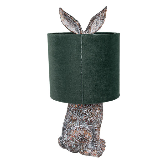 Veioza polirasina maro textil verde Iepuras 20x43 cm E27