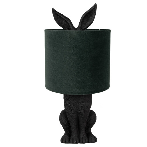 Veioza Iepuras polirasina neagra textil verde 20x43 cm E27