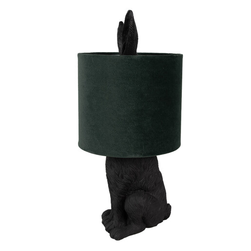 Veioza Iepuras polirasina neagra textil verde 20x43 cm E27