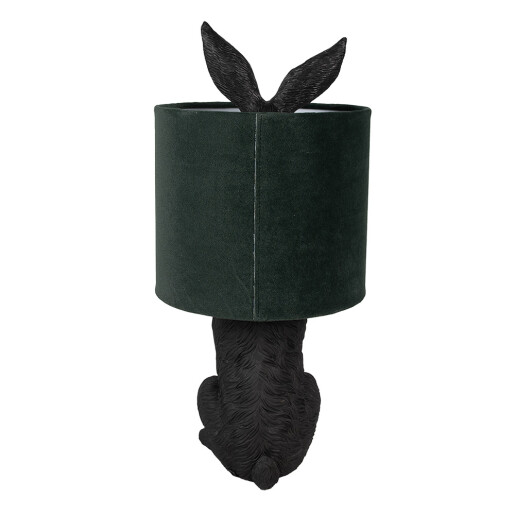 Veioza Iepuras polirasina neagra textil verde 20x43 cm E27