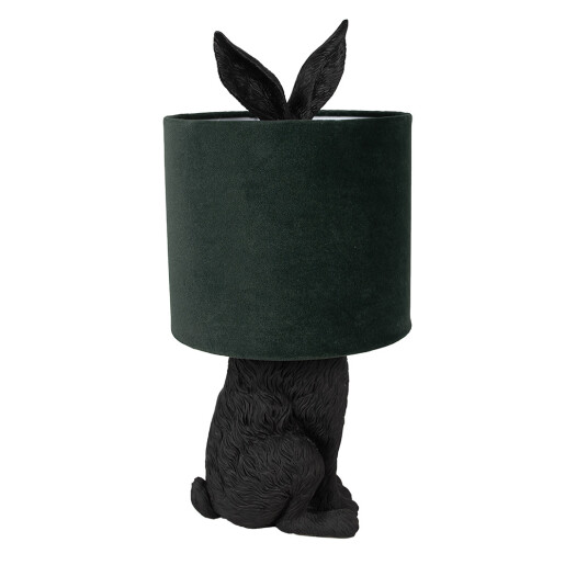 Veioza Iepuras polirasina neagra textil verde 20x43 cm E27