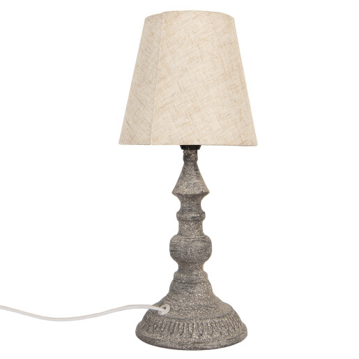 Veioza metal gri textil natur Ø 15x33 cm