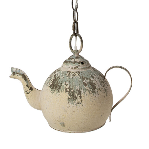Lustra metal bej verde Ceainic 37x20x26 cm, E14