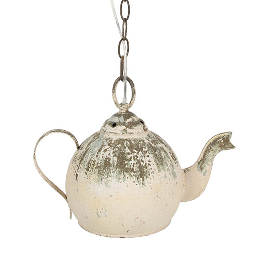 Lustra metal bej verde Ceainic 37x20x26 cm, E14