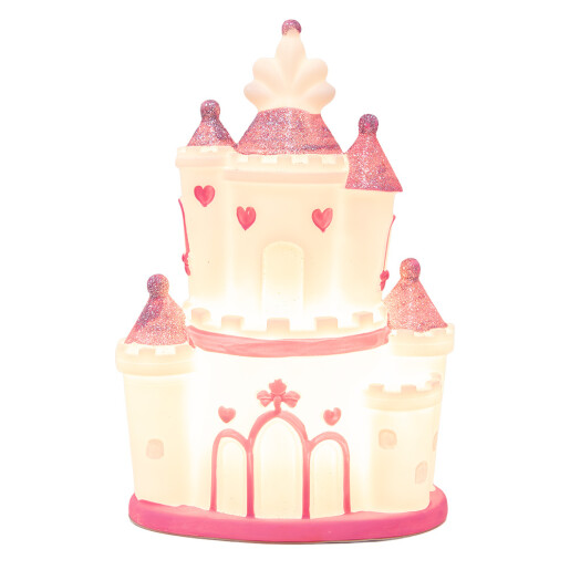 Lampa veghe camera copii polirasina alb roz Castel 16x11x24 cm