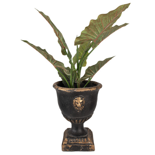 Ghiveci flori ceramica neagra aurie 33x42 cm