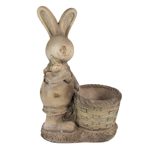 Figurina Iepuras cu ghiveci ceramica maro bej 38x22x49 cm