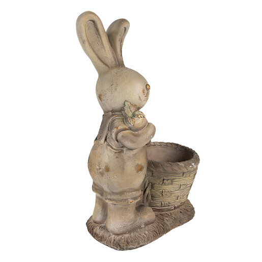 Figurina Iepuras cu ghiveci ceramica maro bej 38x22x49 cm