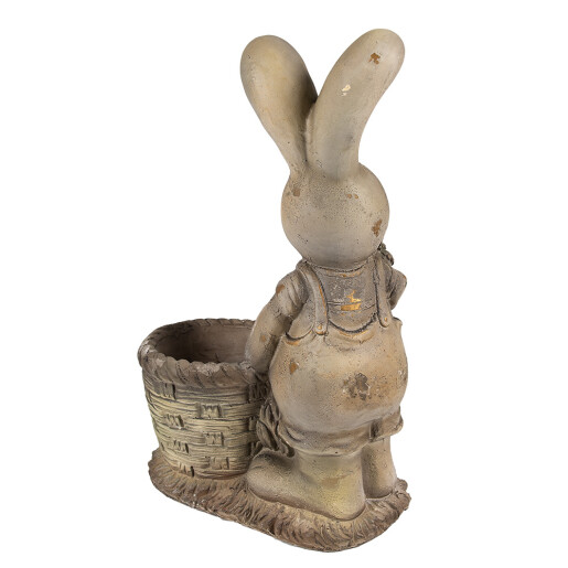 Figurina Iepuras cu ghiveci ceramica maro bej 38x22x49 cm