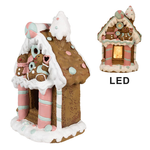 Casuta Turta Dulce polirasina multicolora cu led 26x20x37 cm