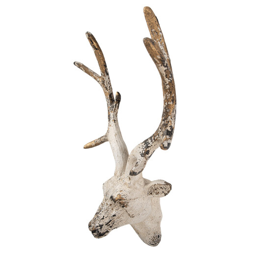 Decoratiune perete Ren ceramica bej 33x14x43 cm