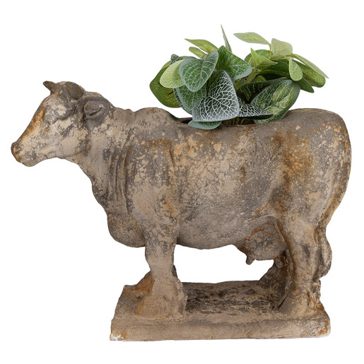 Ghiveci flori ceramica gri maro Vacuta 36x15x28 cm