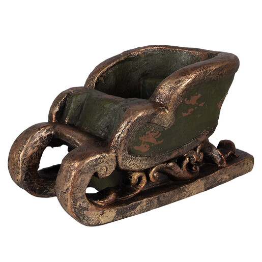 Sanie decorativa Craciun ceramica verde maro 35x23x21 cm