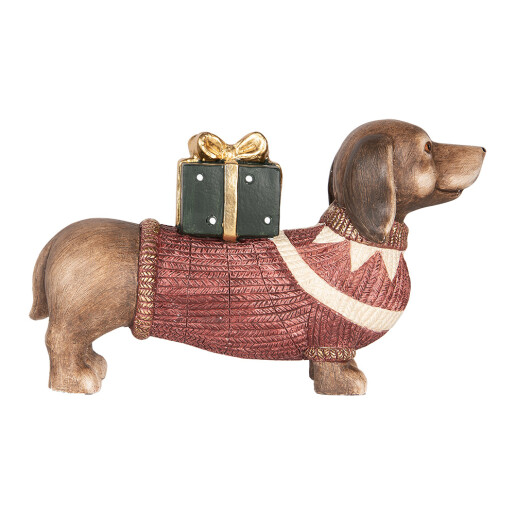 Figurina Craciun Catelus ceramica multicolora 47x14x28 cm