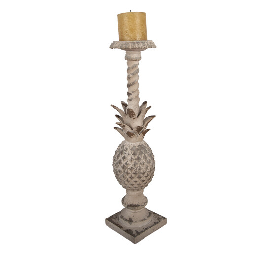 Sfesnic lumanare ceramica bej 13x13x50 cm