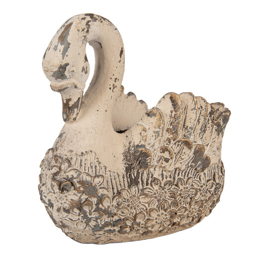 Figurina Lebada ceramica bej  18x11x17 cm