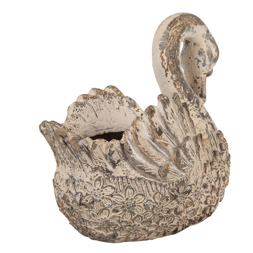 Figurina Lebada ceramica bej  18x11x17 cm