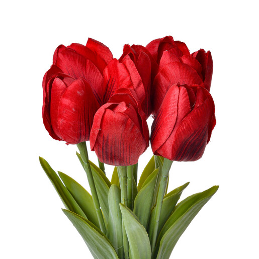 Buchet Lalele artificiale verzi rosii 10x10x32 cm