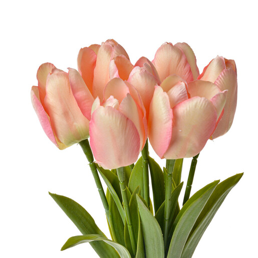 Buchet Lalele artificiale verzi roz 10x10x32 cm