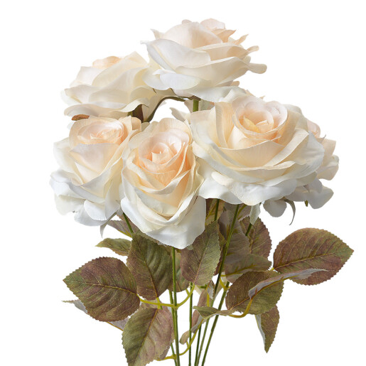 Buchet Trandafiri artificiali albi verzi 16x16x47 cm