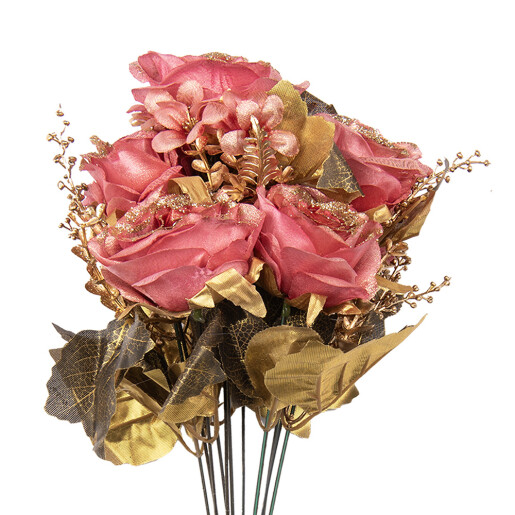 Buchet Trandafiri artificiali roz aurii 18x15x50 cm