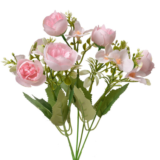 Buchet flori artificiale roz verzi 20x10x34 cm