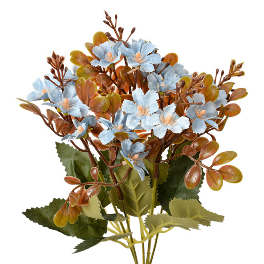 Buchet flori artificiale albastre verzi 10x10x33 cm