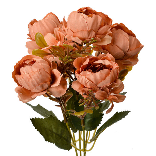 Buchet flori artificiale portocalii verzi 12x10x34 cm