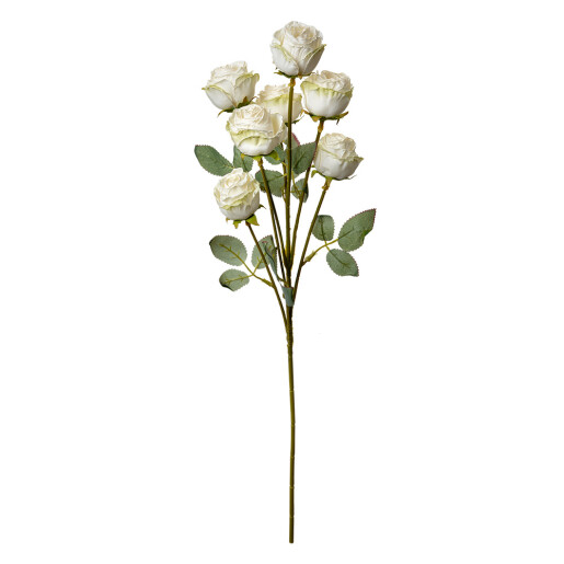 Trandafiri artificiali albi verzi 8x8x55 cm