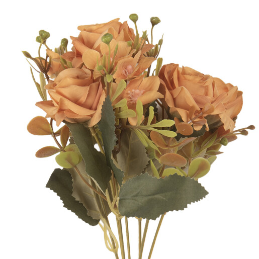 Buchet Trandafiri artificiali portocalii verzi 12x10x29 cm