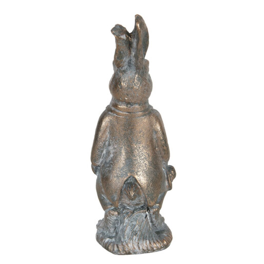 Figurina Iepuras Boy din polirasina argintie cu patina aurie 4x4x11 cm