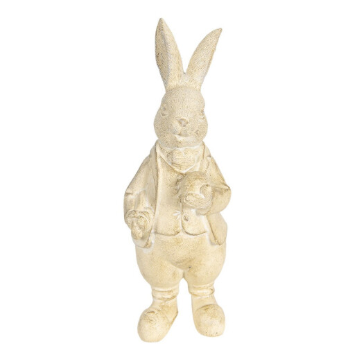 Figurina Iepuras Boy din polirasina crem 12x11x22 cm