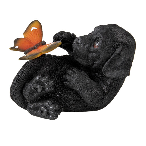 Figurina polirasina neagra maro Catelus 14x9x10 cm