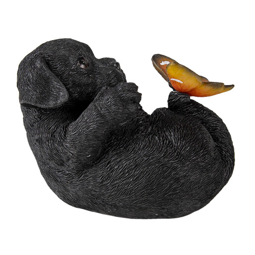 Figurina polirasina neagra maro Catelus 14x9x10 cm