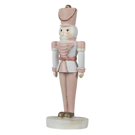 Figurina Spargatorul de Nuci polirasina alba roz 10x9x26 cm