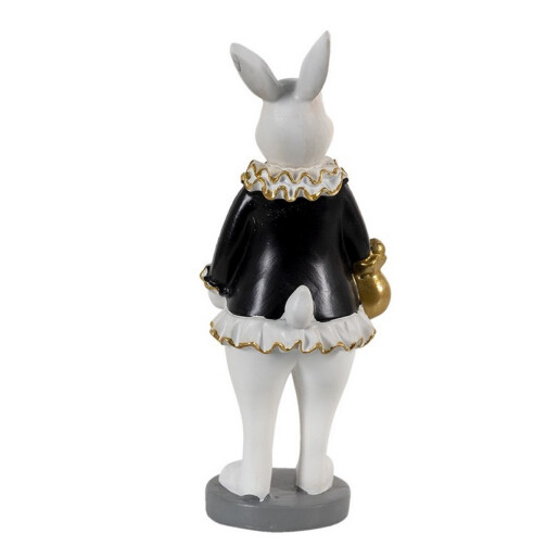 Figurina Iepuras Paste Girl din polirasina neagra alba 7x7x20 cm