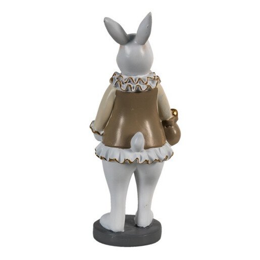 Figurina Iepuras Paste Girl din polirasina bej alba 10x8x25 cm