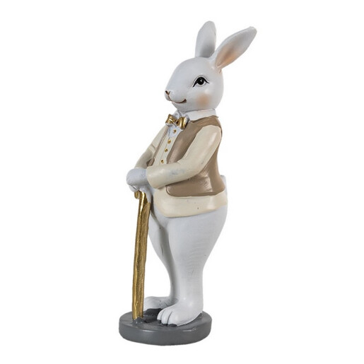 Figurina Iepuras Paste Boy polirasina bej alb 5x5x15 cm