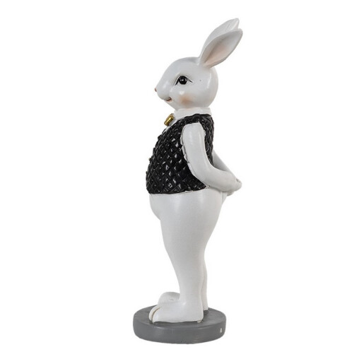 Figurina Iepuras Paste Boy polirasina neagra alba 5x5x15 cm