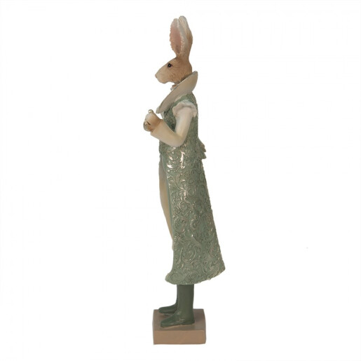 Figurina Iepuras Paste Boy din polirasina verde 11x8x33 cm